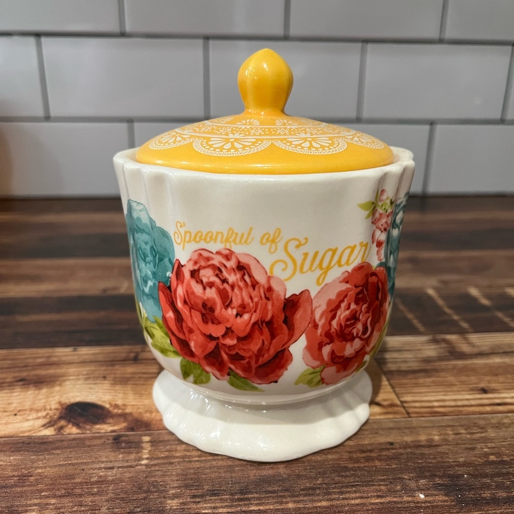 Pioneer Woman Floral Ceramic Sugar Jar with Lid